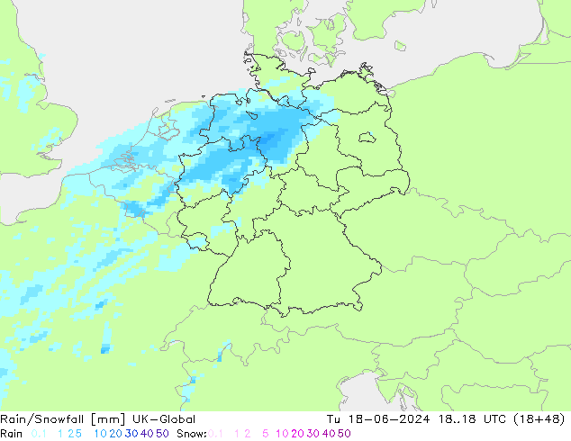 Rain/Snowfall UK-Global wto. 18.06.2024 18 UTC