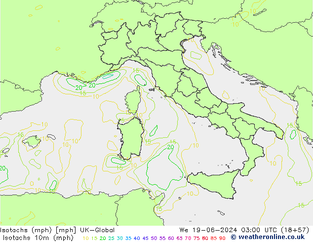 Isotachen (mph) UK-Global Mi 19.06.2024 03 UTC