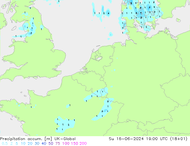 Precipitation accum. UK-Global Ne 16.06.2024 19 UTC