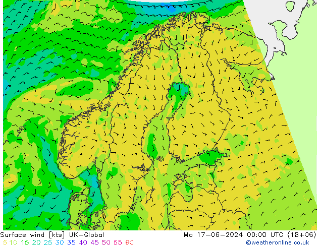 风 10 米 UK-Global 星期一 17.06.2024 00 UTC