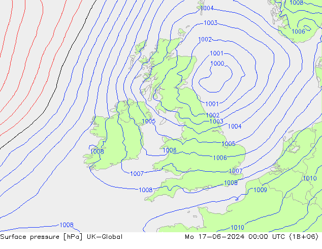pression de l'air UK-Global lun 17.06.2024 00 UTC