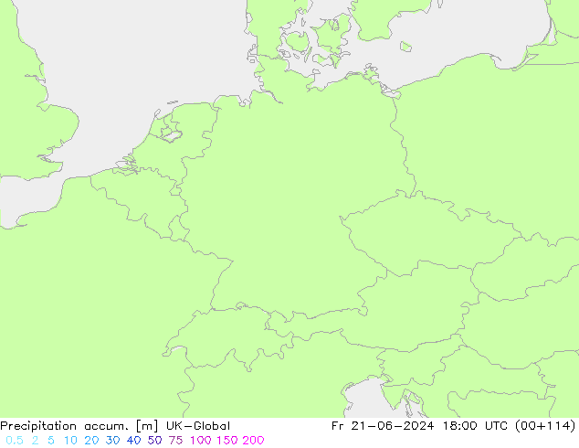 Precipitation accum. UK-Global Fr 21.06.2024 18 UTC