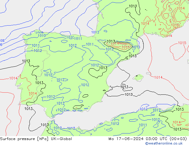 Surface pressure UK-Global Mo 17.06.2024 03 UTC