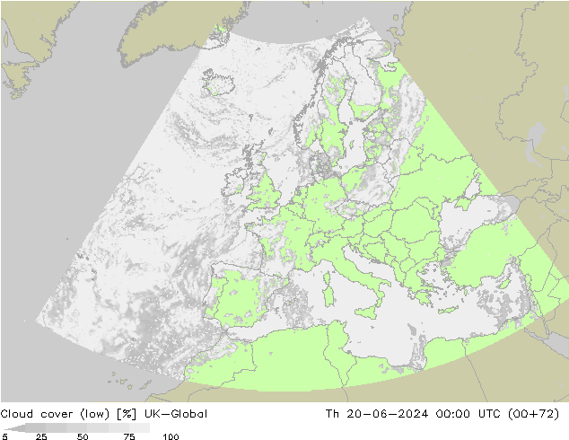 Bewolking (Laag) UK-Global do 20.06.2024 00 UTC