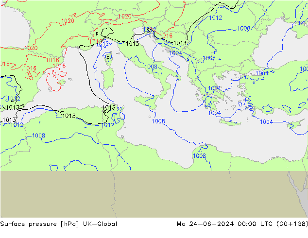 Atmosférický tlak UK-Global Po 24.06.2024 00 UTC