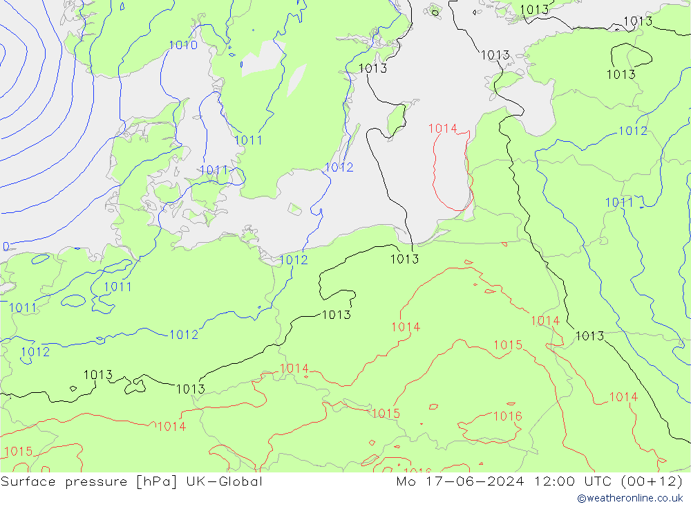 Surface pressure UK-Global Mo 17.06.2024 12 UTC