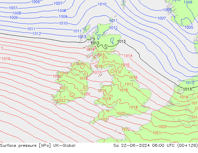 Surface pressure UK-Global Sa 22.06.2024 06 UTC