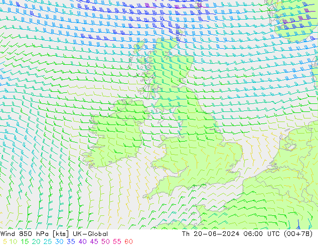 ветер 850 гПа UK-Global чт 20.06.2024 06 UTC