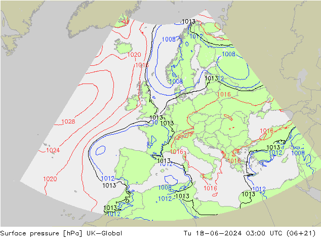 地面气压 UK-Global 星期二 18.06.2024 03 UTC