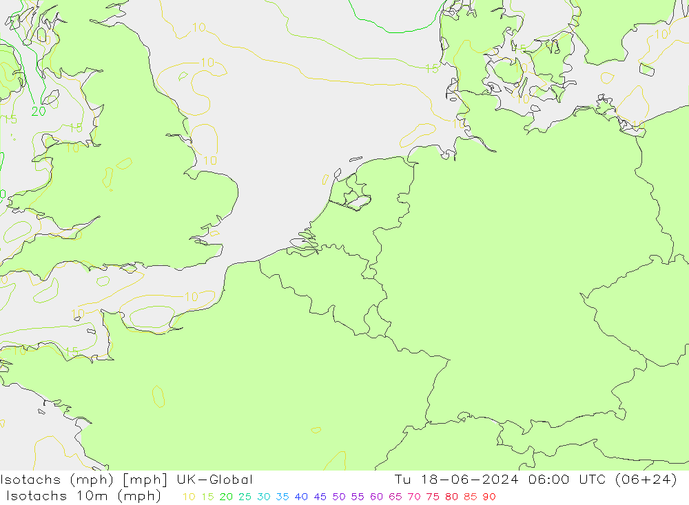 Isotachs (mph) UK-Global Tu 18.06.2024 06 UTC