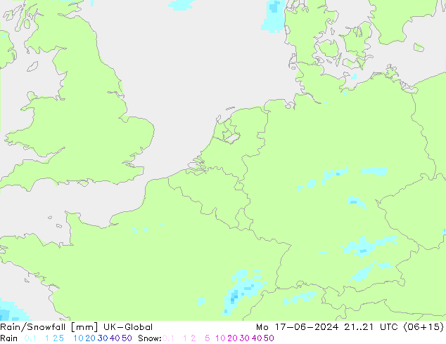 Rain/Snowfall UK-Global lun 17.06.2024 21 UTC