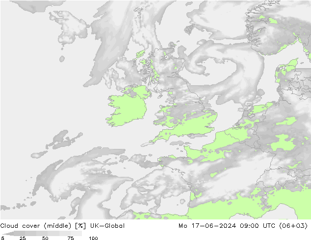 Cloud cover (middle) UK-Global Mo 17.06.2024 09 UTC
