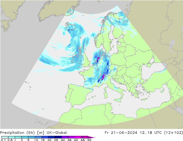 Yağış (6h) UK-Global Cu 21.06.2024 18 UTC