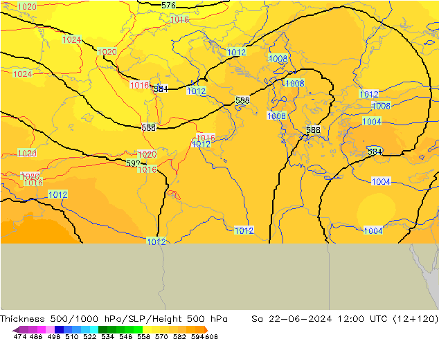 Thck 500-1000hPa UK-Global sab 22.06.2024 12 UTC