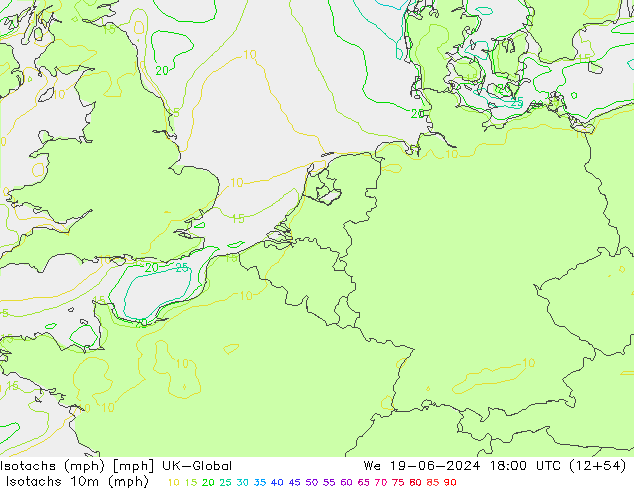 Isotachen (mph) UK-Global Mi 19.06.2024 18 UTC