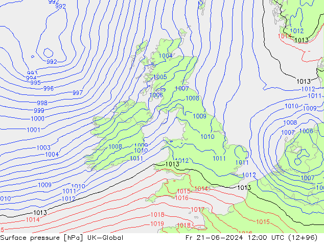 pression de l'air UK-Global ven 21.06.2024 12 UTC