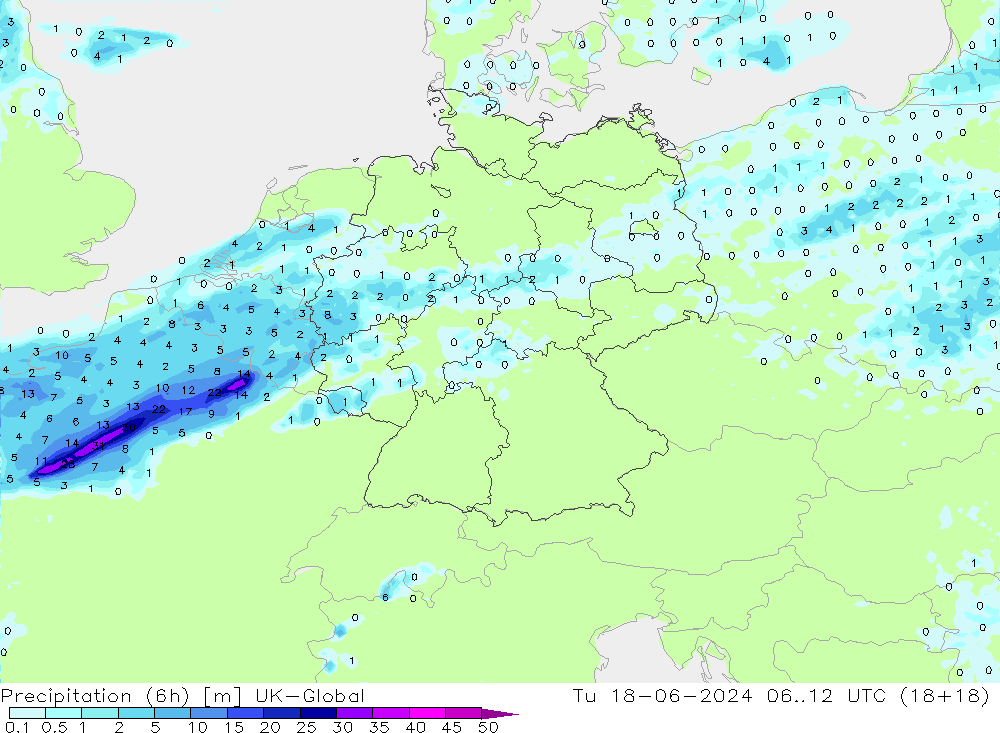 Precipitación (6h) UK-Global mar 18.06.2024 12 UTC