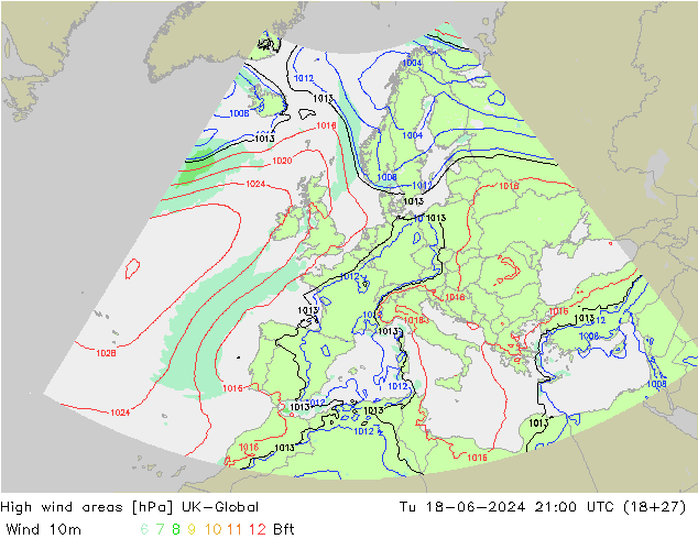 High wind areas UK-Global Út 18.06.2024 21 UTC