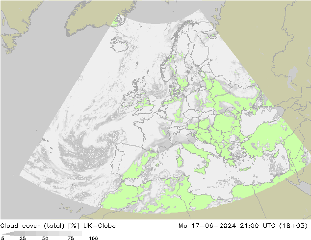 Nubes (total) UK-Global lun 17.06.2024 21 UTC