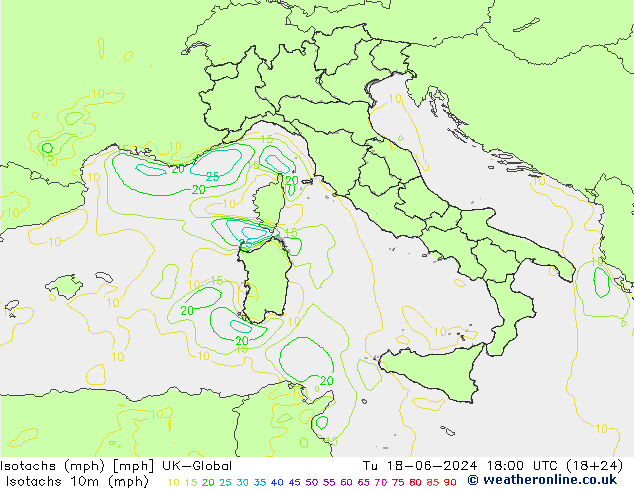 Isotachs (mph) UK-Global mar 18.06.2024 18 UTC
