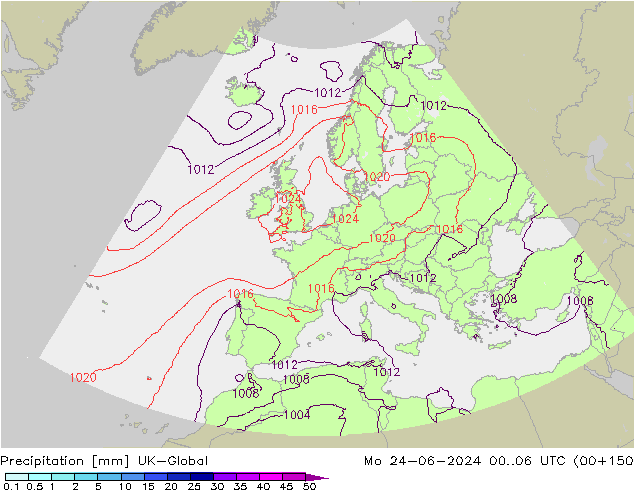 Precipitation UK-Global Mo 24.06.2024 06 UTC