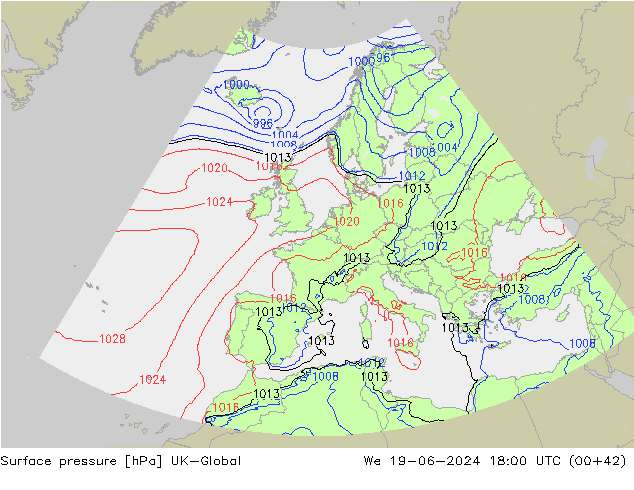Yer basıncı UK-Global Çar 19.06.2024 18 UTC