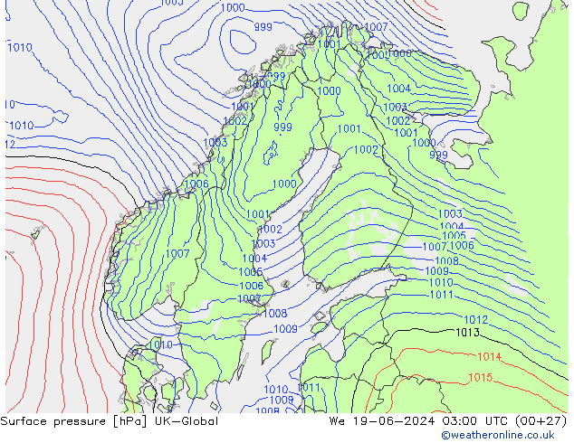 pression de l'air UK-Global mer 19.06.2024 03 UTC