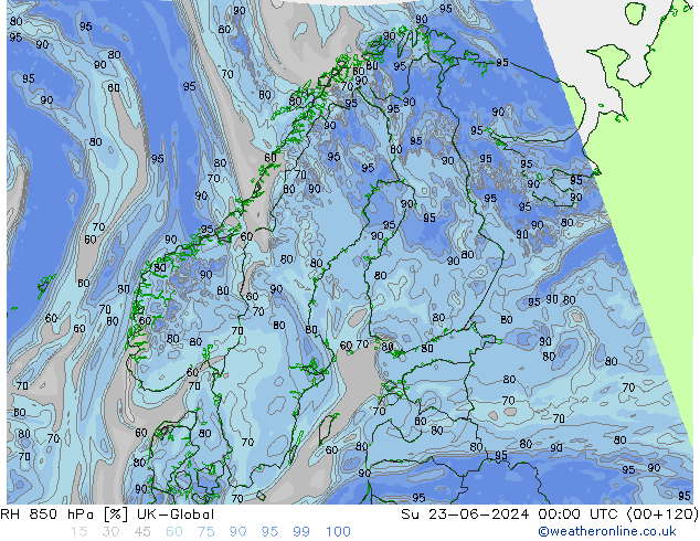 RV 850 hPa UK-Global zo 23.06.2024 00 UTC