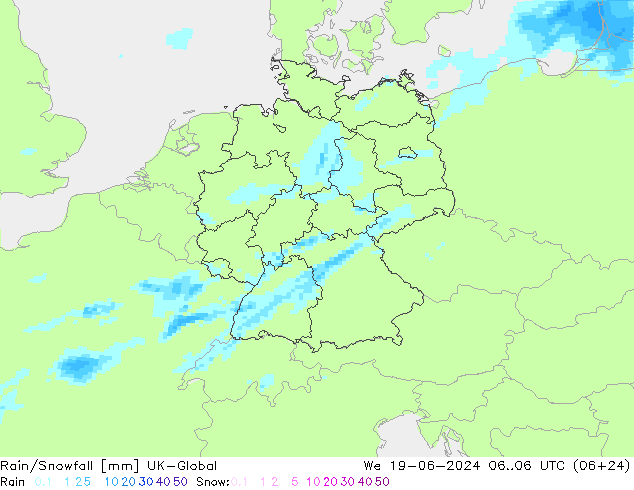 Rain/Snowfall UK-Global We 19.06.2024 06 UTC