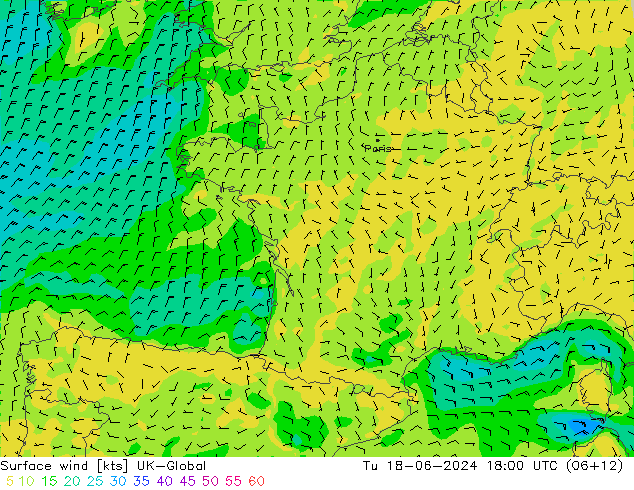 Surface wind UK-Global Tu 18.06.2024 18 UTC