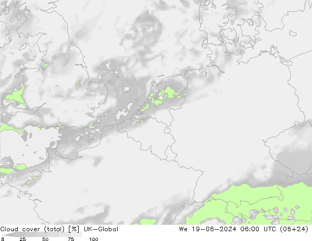 Wolken (gesamt) UK-Global Mi 19.06.2024 06 UTC