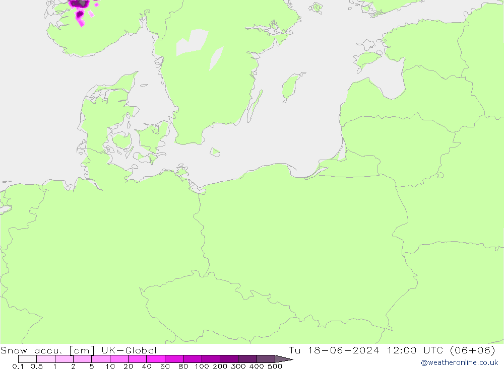 Totale sneeuw UK-Global di 18.06.2024 12 UTC