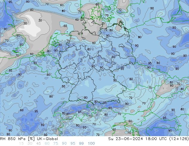 850 hPa Nispi Nem UK-Global Paz 23.06.2024 18 UTC