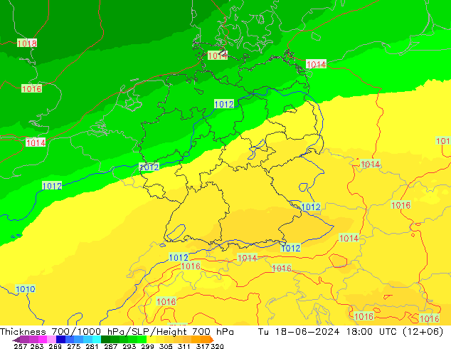 Thck 700-1000 hPa UK-Global mar 18.06.2024 18 UTC