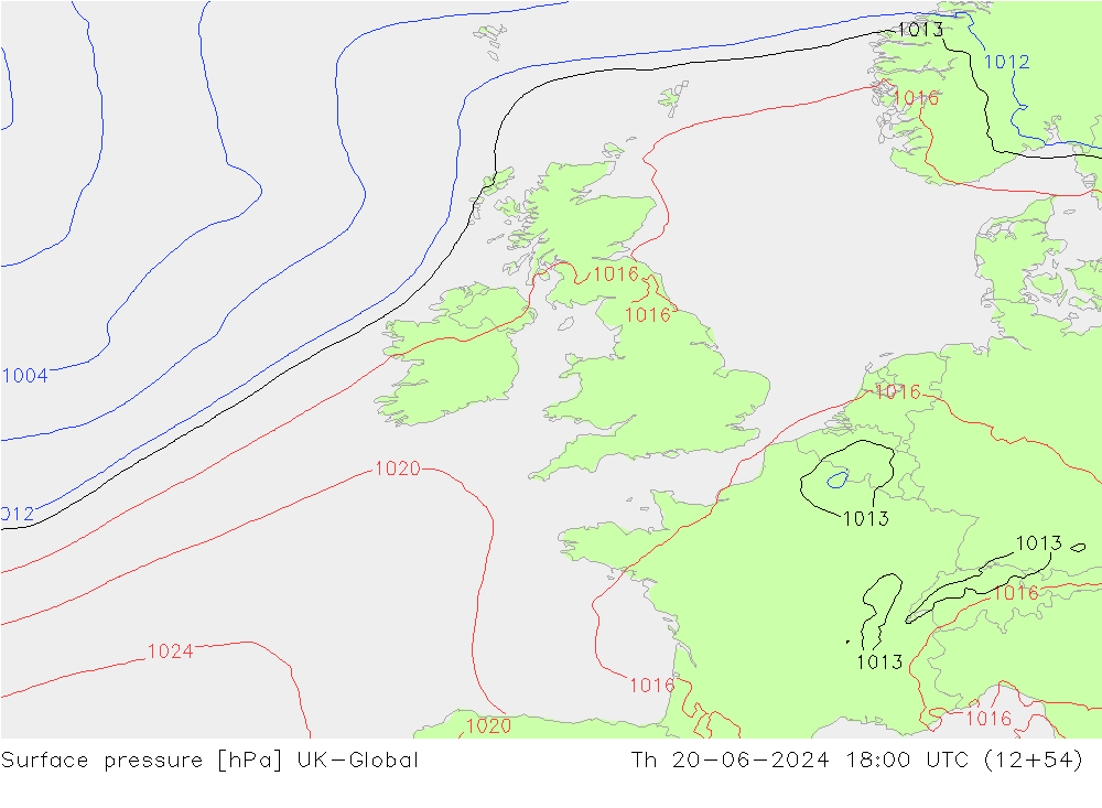 приземное давление UK-Global чт 20.06.2024 18 UTC