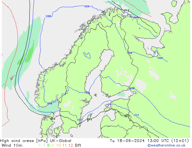 High wind areas UK-Global 星期二 18.06.2024 13 UTC