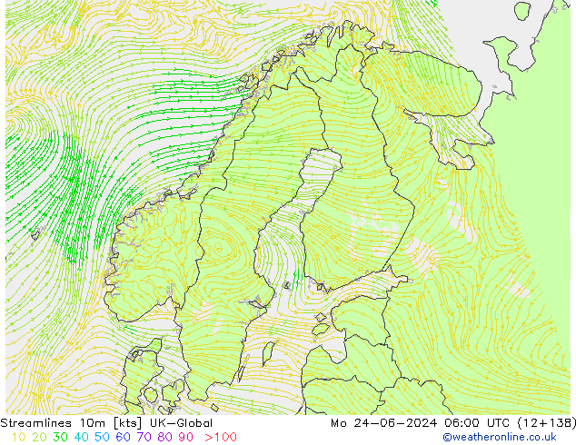 Streamlines 10m UK-Global Mo 24.06.2024 06 UTC