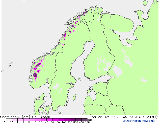 Глубина снега UK-Global сб 22.06.2024 00 UTC