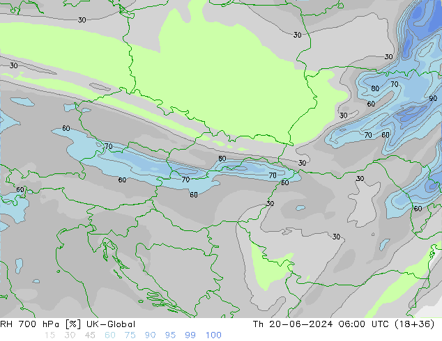 RH 700 hPa UK-Global Th 20.06.2024 06 UTC