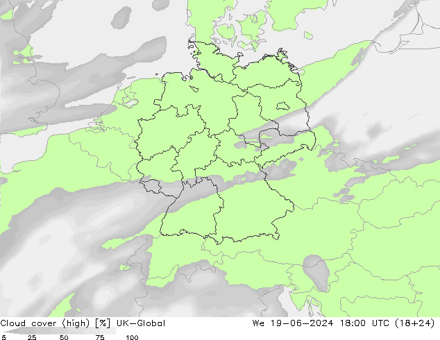 Bewolking (Hoog) UK-Global wo 19.06.2024 18 UTC