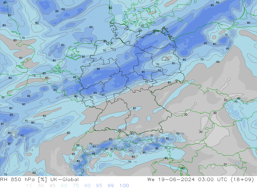 RH 850 hPa UK-Global Mi 19.06.2024 03 UTC