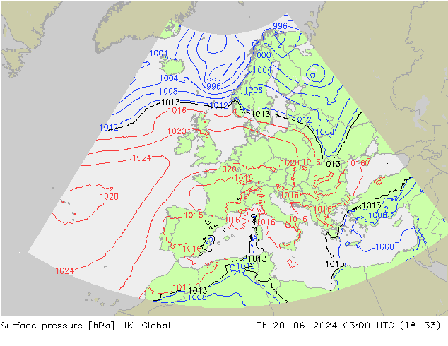 Surface pressure UK-Global Th 20.06.2024 03 UTC
