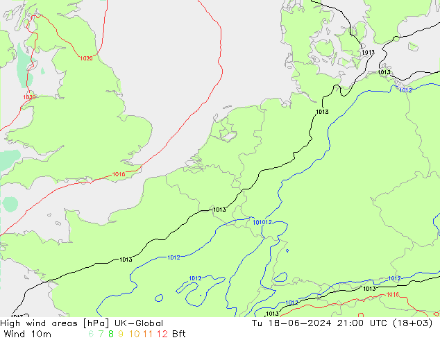 High wind areas UK-Global Tu 18.06.2024 21 UTC