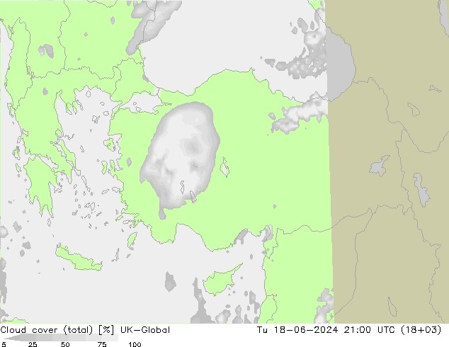 Wolken (gesamt) UK-Global Di 18.06.2024 21 UTC