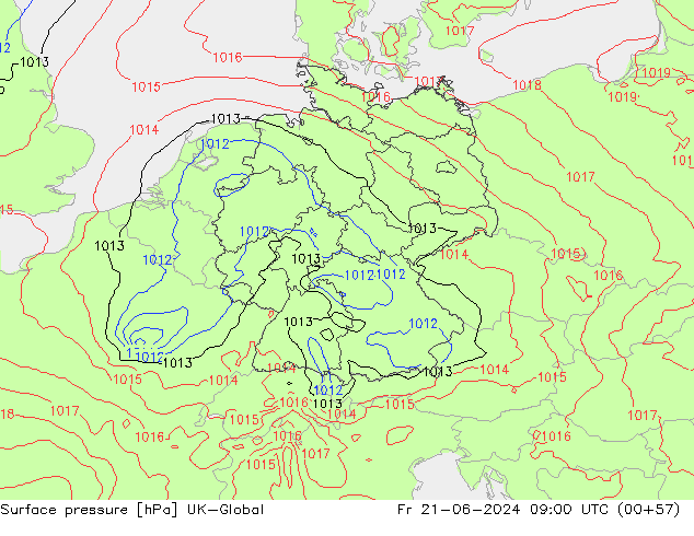 Surface pressure UK-Global Fr 21.06.2024 09 UTC