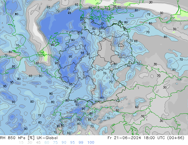 RH 850 hPa UK-Global  21.06.2024 18 UTC