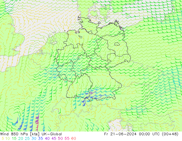 Vento 850 hPa UK-Global Sex 21.06.2024 00 UTC