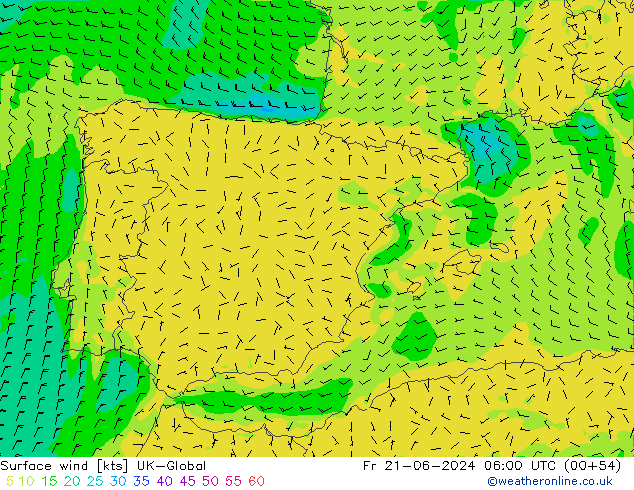 Wind 10 m UK-Global vr 21.06.2024 06 UTC