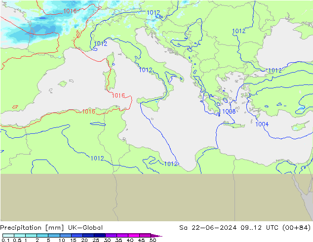 Precipitation UK-Global Sa 22.06.2024 12 UTC