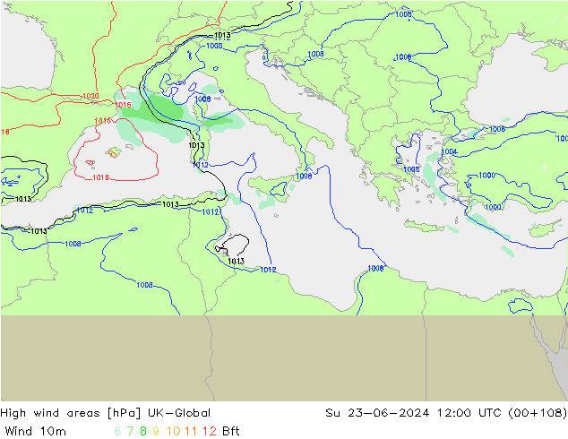 High wind areas UK-Global Su 23.06.2024 12 UTC